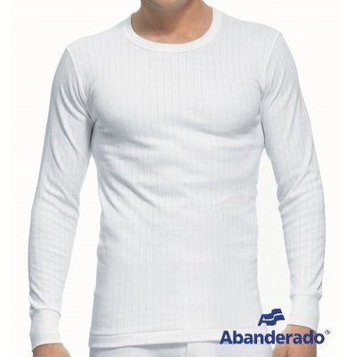 【西班牙 Abanderado】(0208) 男性舒適歐洲棉條紋圓領無縫磨毛衛生衣 (L/XL)