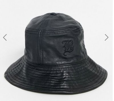 倫敦東區時尚設計師品牌 真皮質B字LOGO漁夫/狩獵/登山帽 UNISEX男女皆宜 Leather bucket hat