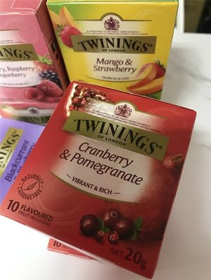 ～快樂莊園精選～ Twinings 唐寧茶包 澳洲進口 石榴蔓越莓 莓果風味茶包 (10包一盒裝)
