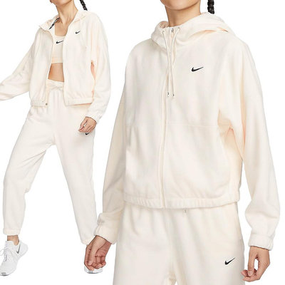 Nike AS W NK ONE TF FZ Hoodie 女 白色 寬鬆 休閒 抽繩 連帽外套 FB5639-110