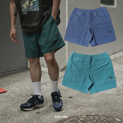 NEW BALANCE SHORT 綠色 藍色 拼接大口袋 小標 內抽繩 短褲 男款【MS31509VDA】