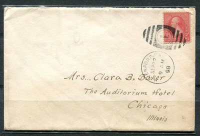 百年封片-1889年美國華盛頓2C銷賓州哈佛福德橄欖 I 型戳-306