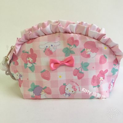 [Kitty 旅遊趣] Hello Kitty 化妝包 收納包 萬用包 旅行收納包 凱蒂貓 草莓 粉色