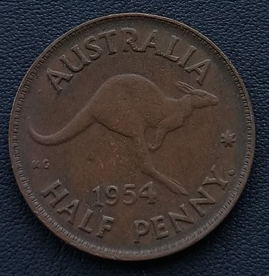 澳大利亞  1954年  伊莉沙白二世   半便士   銅幣   2300