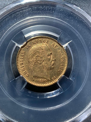 【二手】1890年丹麥金幣10克朗重4.48克保粹評級MS65 銀幣 NGC 紀念幣【雅藏館】-504