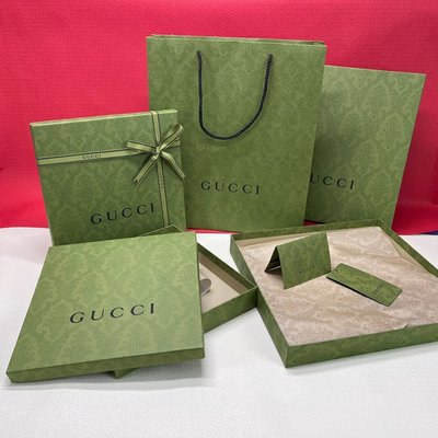 【熱賣精選】Gucci古奇酷奇綠色紙袋圍巾襯衣禮品袋包包皮帶盒手提袋子禮品盒