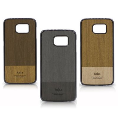 【蘆洲IN7】kajsa Samsung S6 Edge 古典仿木紋皮革拼接保護殼 背蓋 背殼