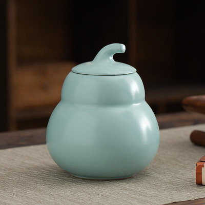 陶瓷葫蘆茶葉罐福祿中號紅綠茶密封罐防潮存茶罐普洱散茶送禮品盒