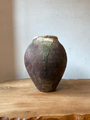 【一点會古美術】古信樂燒花瓶 日本 陶藝 插花 花道 老件 裝飾 裝潢 擺飾 收藏 無底價