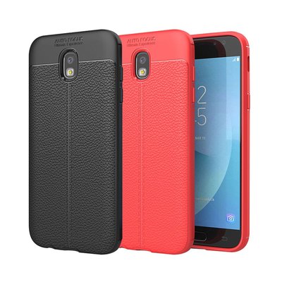 智慧購物王》Samsung Galaxy S8+/J7/J3/J2 Plus/Pro/Prime碳纖維皮革紋軟殼-黑/紅