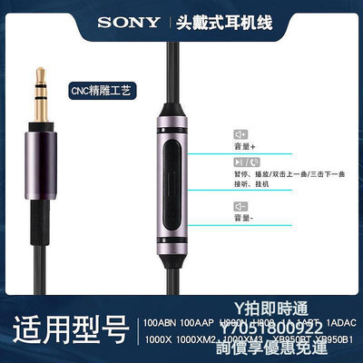 音頻線適用SONY索尼WH-H900N耳機線原裝MDR-100ABN音頻線wh900n頭戴式1000XM2/3/4/
