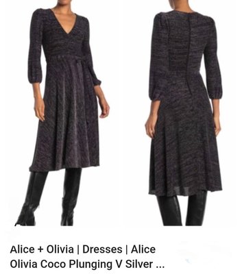 紐約時尚品牌 alice + olivia 低領 銀絲洋裝