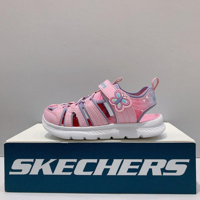 SKECHERS C-FLEX SANDAL 2.0中童 粉色 蝴蝶款 保護腳趾 魔鬼氈 涼鞋302721LPKMT