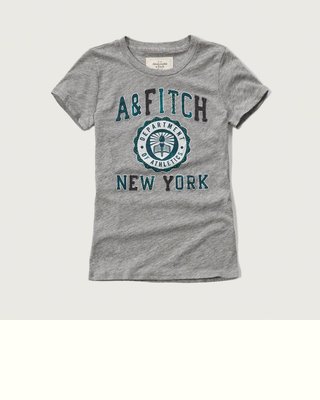 【A & F】EMBELLISHED LOGO GRAPHIC TEE圓領短T--現貨S