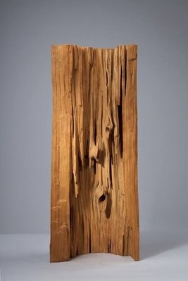 【啟秀齋】陳漢清 鍾情山水系列 源 檜木雕刻 2004年創作 附作品保證書 高約82公分
