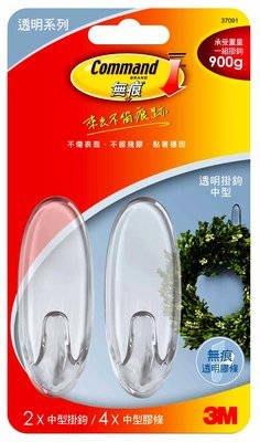 3M 無痕 透明中型掛鉤 37091CLR 4710367330967