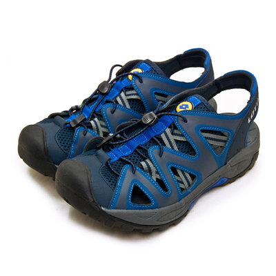 利卡夢鞋園–LOTTO 專業排水護趾戶外運動涼鞋--輕鬆玩趣系列--藍灰--3156--男