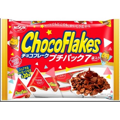 +東瀛go+ (特價)日清 CHOCO FLAKES 三角包 巧克力風味脆片 7袋入 分享包  日本進口 NISSIN