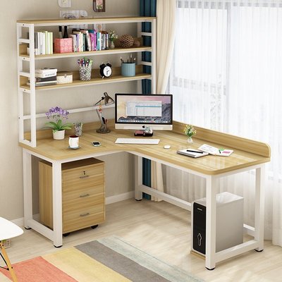 熱銷 蔓越臺式電腦桌家用L型轉角桌現代拐角書桌辦公桌書架組合簡約學生桌