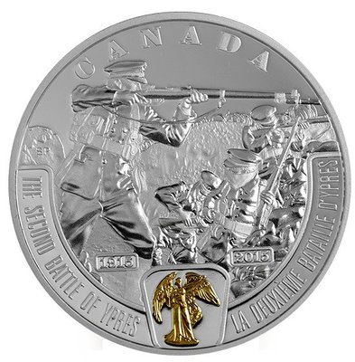 【海寧潮現貨】加拿大2015年一戰前線系列2二次伊普爾戰役銀幣