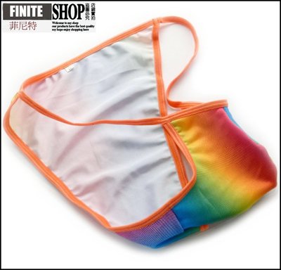 Finite-菲尼特-底褲男 男士內褲 低腰半露臀激凸囊袋健美 彩色彩虹豪邁印花