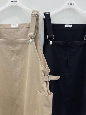 100％原廠 卡其到現貨 YOOM 韓國代購 日系秋裝新款 個性小眾側邊搭扣背帶裙