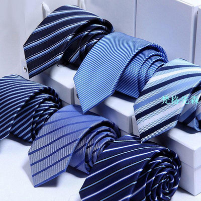 領帶男正裝 商務 上班 職業 結婚新郎領帶 韓版 領帶 條紋寬深藍黑色男士手打領帶