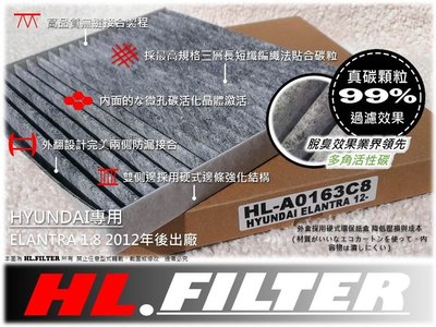 【PM2.5】HL 台灣 真碳 HYUNDAI 現代 ELANTRA 12年後 EX 原廠 型 複合式 活性碳 冷氣濾網