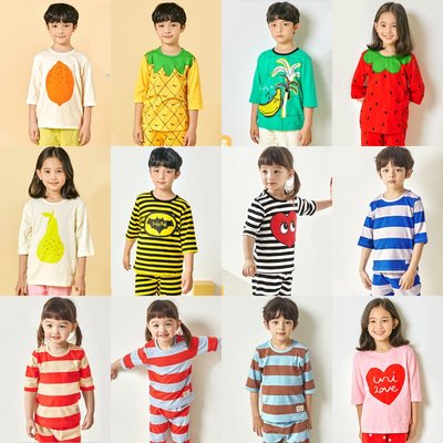 【Kathie Shop】韓國童裝春夏家居服新款中大童薄棉七分袖家居服睡衣套裝