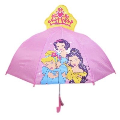 【卡漫迷】 皇冠 立體造型 視窗 童傘 ㊣版 白雪公主 灰姑娘 美女與野獸 貝兒 直立傘 安全收傘 兒童 雨傘 透明