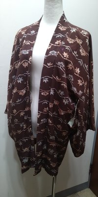 復古咖啡色日本印花緹花質感羽織外套罩衫零尺碼