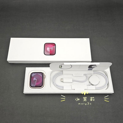 【高雄現貨】電池100% Apple Watch Series 9 GPS 41 公釐 粉 鋁金 運動錶帶 S9 S/M