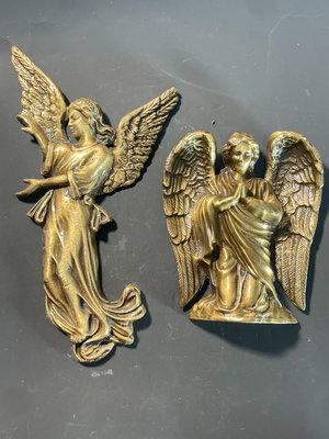 【二手】【2只】美國銅雕 天使 人物銅擺件 歐式 復古 中古 售樓 銅器 擺件 老貨 【華品天下】-561