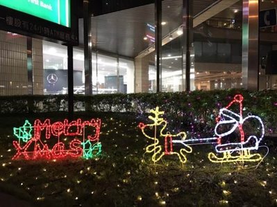LED Merry Christmas/LED 麋鹿拉雪橇+聖誕老公公 聖誕燈 聖誕佈置