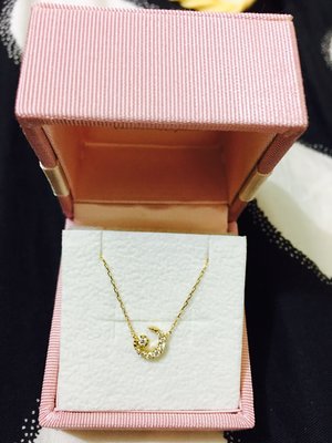 二手 日本 VA Vendome Aoyam輕珠寶 造型鑽石項鍊 0.09克拉 K18 750 黃K金 鎖骨 多層次搭配