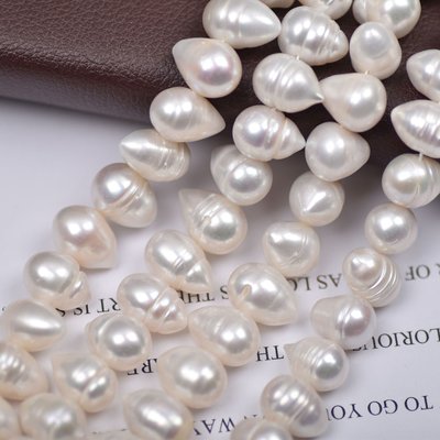 珍珠外貿走量性價比款側孔水滴約10-15mm天然淡水珍珠手工飾品配件