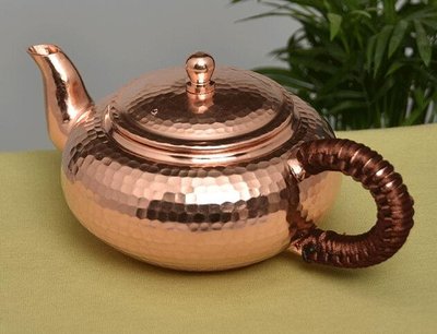 8406c 加厚 純手工製 純銅黃銅煮開水泡茶花茶壺水壺送禮禮品