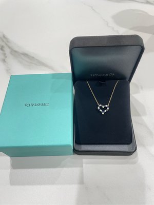 Tiffany 鑽石x藍寶黃18k金愛❤️心型項鍊