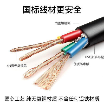優選鋪~國標純銅芯RVV4芯電纜線軟電線四芯0.5 1.0 2.5 6平方電源護套線