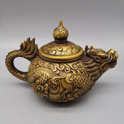 現貨熱銷-【紀念幣】古玩銅器收藏銅鑄造灰壺宮廷款式御用茶壺