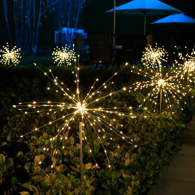 煙花燈led太陽能草坪地插煙花燈戶外庭院街道裝飾花園燈銅線燈串