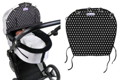荷蘭Dooky 魔法斗篷 抗UV紫外線 嬰兒車 提籃 汽車座 萬用遮簾 .遮陽 黑底白點 波爾卡圓點-現貨