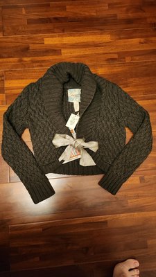 Abercrombie&Fitch 針織短版外套緞帶蝴蝶結設計