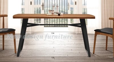 【N D Furniture】台南在地家具-工業風噴砂五金黑腳胡桃色全實木桌面160cm實木餐桌TH