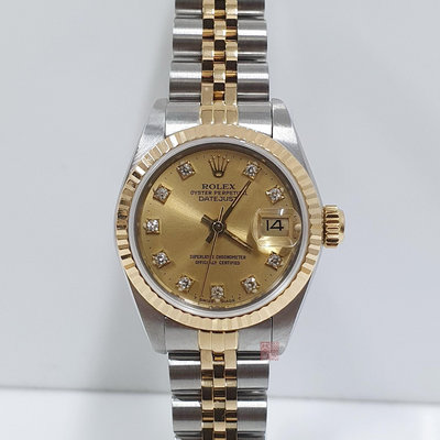 ROLEX 勞力士 69173 Datejust 蠔式女錶 經典金色十鑽面盤 錶徑26mm 自動上鍊 大眾當舖L622
