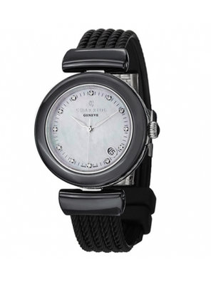 CHARRIOL 瑞士夏利豪 黑色陶瓷膠帶腕錶 /AE33CB.173.003 /34mm