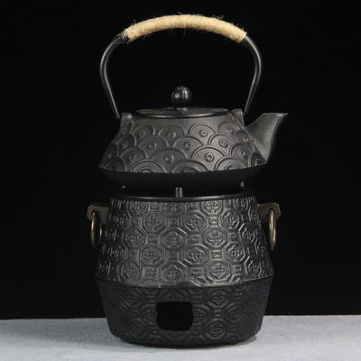 茶壺鑄鐵壺 日本南部鐵器家用木炭精爐加熱茶爐 鐵壺炭火爐風爐套裝