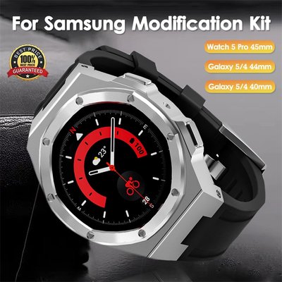 三星Galaxy Watch4/5 40 44mm 5Pro 45豪華鑽石錶殼金屬改裝套件Watch5 Pro 45mm