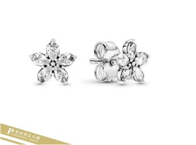 雅格時尚精品 潘朵拉 PANDORA 璀璨雪花針式耳環 925純銀飾品  歐美代購