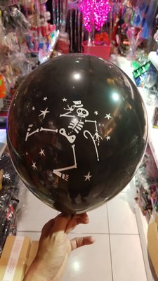 發光派對屋(西門中華店)@萬聖節佈置~12吋骷髏氣球